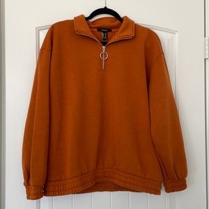 Quarter zip up sweater, burnt orange, size medium